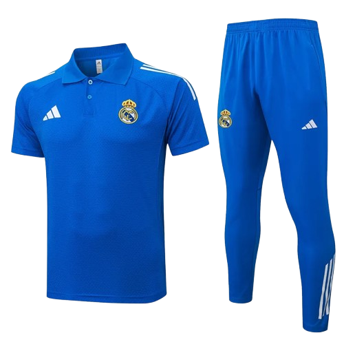 25-26 Real Madrid Lake Blue Polo Tracksuit