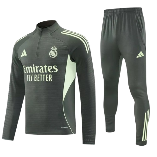 25-26 Real Madrid Grey Green Half Pull Tracksuit