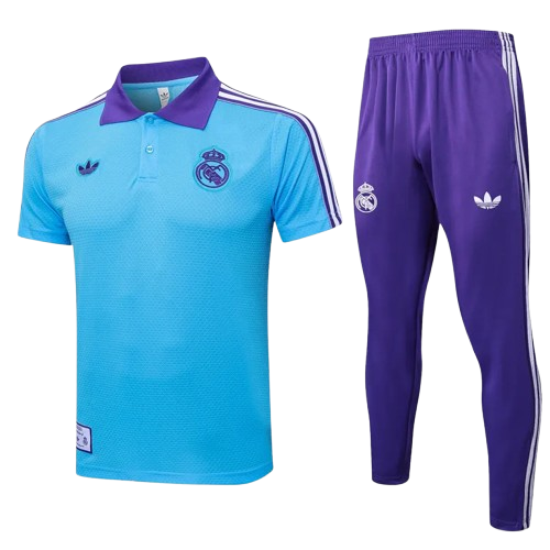 25-26 Real Madrid Light Blue Polo Tracksuit