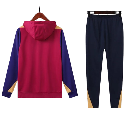 24-25 Barcelona Jujube Red Hoodie Tracksuit