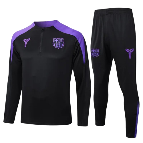 25-26 Barcelona Black Half Pull Tracksuit