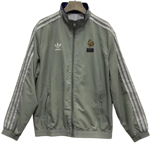 1990-1991 France Grey & Blue Retro Double Sided Windbreaker