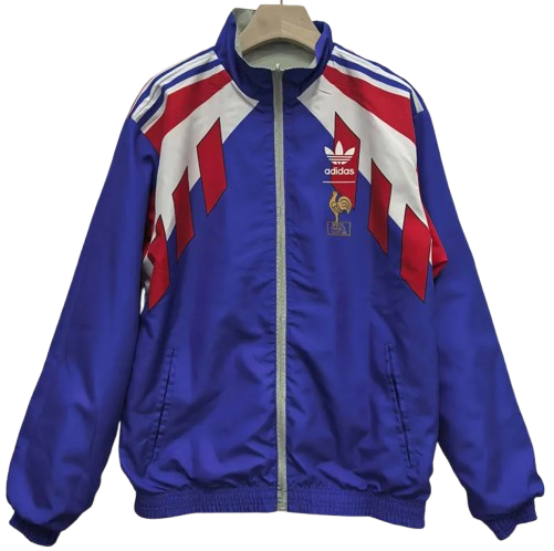 1990-1991 France Grey & Blue Retro Double Sided Windbreaker