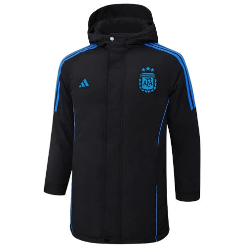 24-25 Argentina Black Hooded Windbreaker Fabric Cotton Coat
