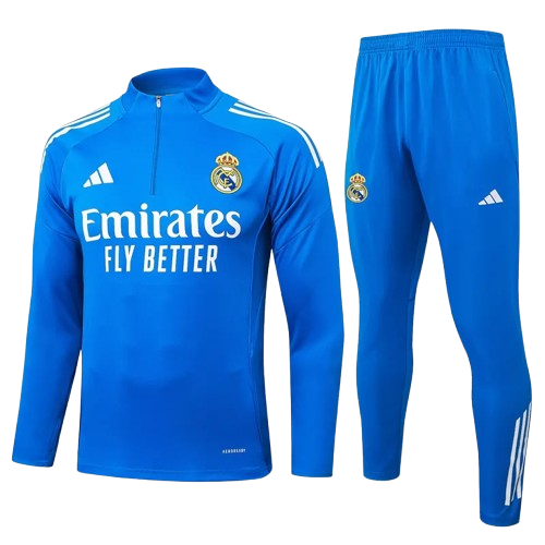 25-26 Real Madrid Lake Blue Half Pull Tracksuit
