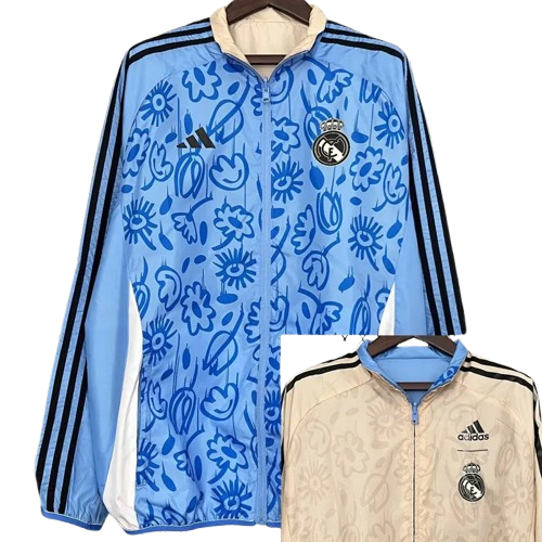 24-25 Real Madrid Blue & khaki Double Sided Windbreaker