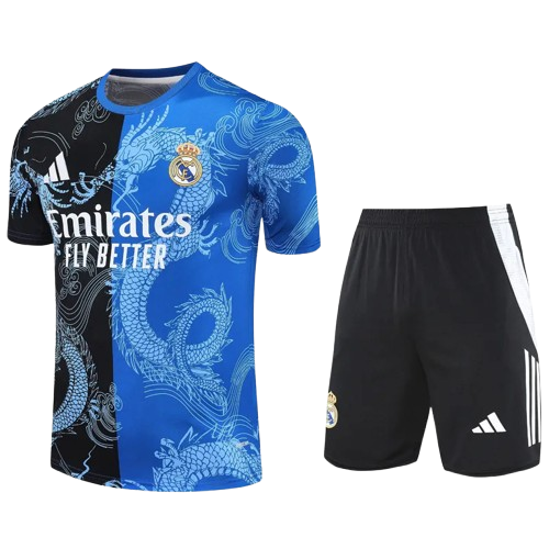 25-26 Real Madrid Black Blue Training Short Suit