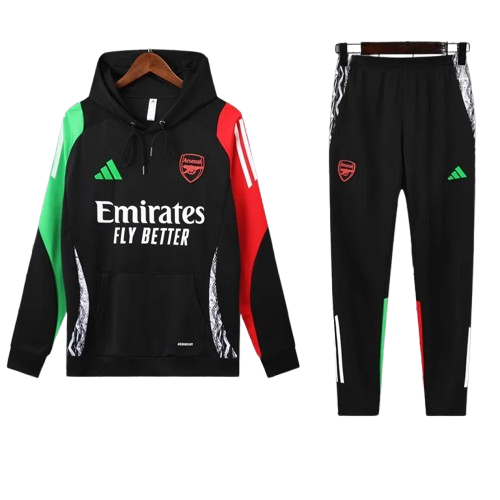 24-25 Arsenal Black Hoodie Tracksuit