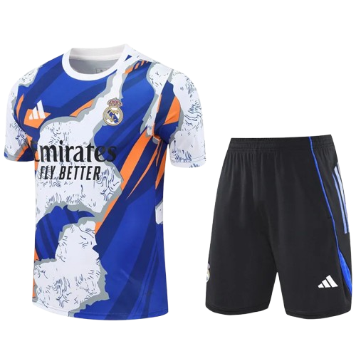25-26 Real Madrid White Blue Training Short Suit