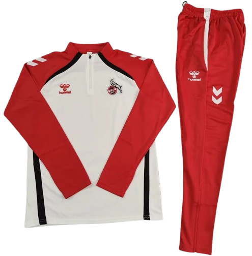25-26 Koln White Red Half Pull Tracksuit