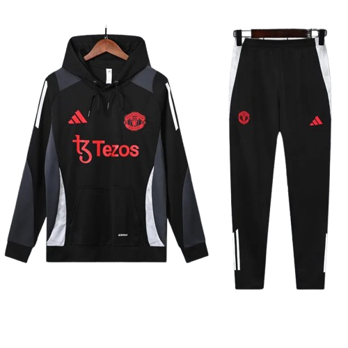 24-25 Man Utd Black Hoodie Tracksuit