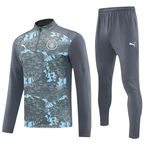 25-26 Man City Dark Gray Half Pull Tracksuit