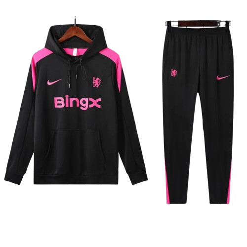 24-25 Chelsea Black Hoodie Tracksuit