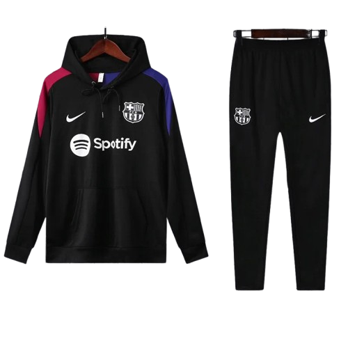 24-25 Barcelona Black Hoodie Tracksuit